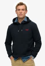 Image of Superdry Hoodie Overhead Long Sleeve Pullover Essential Logo Hoody Blue Navy Red