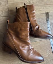 Image of Moda in Pelle LIZBETHY Ankle Boot Smart Tan Rushed Pointed Size 5 eu 38 NEW