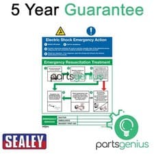 Image of Sealey Worksafe� Electric Shock Emergency Action Safety Sign Rigid Plastic