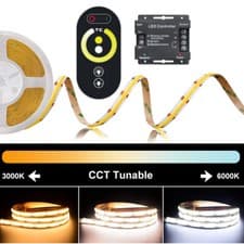 Image of 5M High Density Flexible COB CCT LED Light Strip 608 LEDs 10mm RA90 3000-6000k