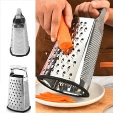 Image of Stainless Steel 4 Sided Box Grater Cheese Vegetable Kitchen Food Grater