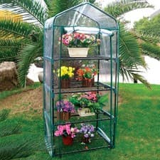 Image of 4 Tier Mini Greenhouse Outdoor Garden Plants Grow Green House PVC Cover