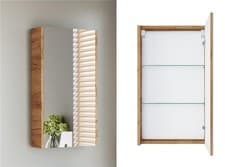 Image of Bathroom Mirror Cabinet Mirrored Wall Unit 400mm Slim Storage Cupboard Oak Avir