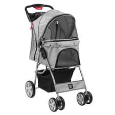 Image of KCT GREY PET STROLLER FOR MEDIUM SMALL DOG CAT PRAM BUGGY PUSHCHAIR DOGGY HOODED