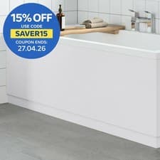 Image of Modern Bathroom 1700mm Front Bath Panel 18mm MDF White Gloss Plinth Easy Cut