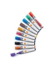 Image of Nobo Liquid Ink Whiteboard Markers, 3 mm Bullet Tip 10 Pack- Coloured
