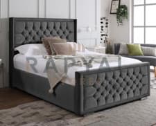 Image of FLORIDA WINGED OTTOMAN STORAGE BED PANEL PLUSH VELVET UPHOLSTERED BED FRAME