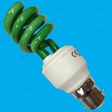 Image of 4x 15W Coloured Low Energy CFL Spiral Party Light Bulbs, Bayonet, BC, B22 Lamps