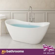 Image of Freestanding Double Ended Bath Slipper Style Bathtub Deep Soak 1700mm x 750mm