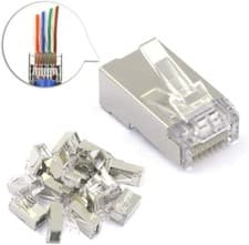 Image of RJ45 SHIELDED FTP CAT 5E/CAT 6 Ethernet Network Cables Plug 50 Pack Pass through