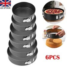 Image of Set Of 6 Round Cake Making Tins Non Stick Baking Bake Tray Home Party Wedding UK
