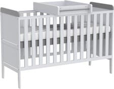 Image of New Tutti Bambini Rio Cot Bed with Cot Top Changer with Mattress White and Grey