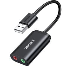 Image of UGREEN USB Sound Card USB 2.0 to 3.5mm Jack Audio Adapter Dual Aux Stereo