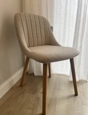 Image of Modern Set of 4 Dining Chairs Upholstered Polyester Beige wooden legs