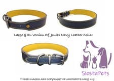 Image of Joules Navy Leather Collars & Leads All Sizes - NQP
