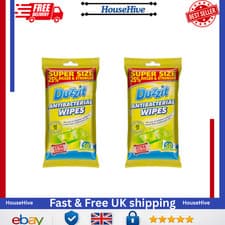 Image of 2x Duzzit Anti Bacterial Wipes 50 Pack Multi Surface Cleaning Disinfectant