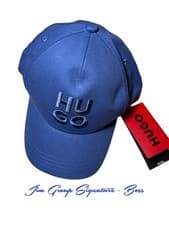 Image of Hugo Jude-Stacked blue BB cap with embossed logo. one sz RRP £55
