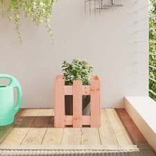 Image of Garden Raised Bed With Fence Design Black Solid Wood Pine