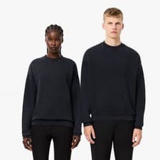 Image of Men's Lacoste Loose Fit Washed Effect Fleece Sweatshirt in Black