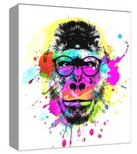Image of monkey splotch ink moder canvas wall art Wood Framed Ready 2 Hang small XXL