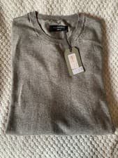 Image of BNWT AllSaints Crew Jumper Grey Marl Medium Distressed Design Henllan