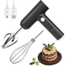 Image of Electric Handheld Mixer 3 Speed USB Whisk Egg Beater Cake Food Frother Blender