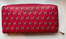 Image of Tommy Hilfiger Women’s Iconic Monogram Zip Around Large Wallet Pink/Red New