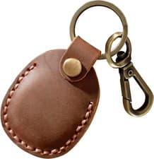 Image of Airtag Case Keyring Genuine Leather  Brass Key Tags  Apple Airtag Holder