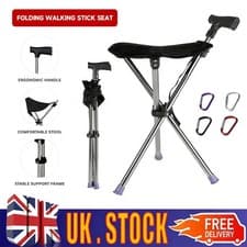 Image of Folding Walking Stick Seat Aluminium Cane Chair Stool for Senior 150kg Loading