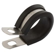 Image of Rubber Lined P Clips Clamp Hose Pipe Cable Mounting Clip Stainless Steel & Zinc