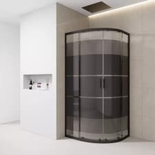 Image of Black Print Quadrant Shower Enclosure 700 800 900mm 6mm Glass Twin Sliding Doors