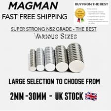 Image of Strongest N52 Neodymium Fasteners Tiny 2mm to Big 30mm Disc Round Craft Magnets