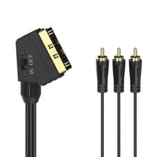 Image of Hama Gold Plated Scart Plug to Composite RCA Plugs Video/Audio Cable 1.5 Metre