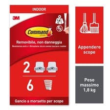 Image of Command Broom Gripper, 2 Broom Holders and 6 Adhesive Strips - Suitable for