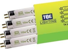 Image of TBE LIGHTING T4 10w Fluorescent Tube Lamps 352mm - 4 Pack of CFL Bulbs - G5 2-P