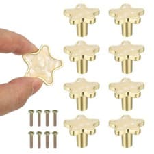 Image of 8 Pcs Star Shaped Cabinet Knobs, Bathroom Dresser Knobs Drawer Pulls Shell