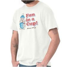 Image of Fun In A Cup 80s Retro Slush Puppie Cartoon Womens or Mens Crewneck T Shirt Tee