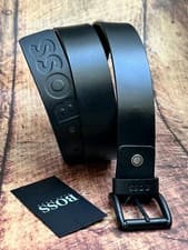 Image of HUGO BOSS BLACK LEATHER MEN JEANS BELT