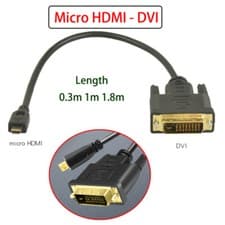 Image of Micro HDMI to DVI Adapter Cable for PC Computer Monitors Length 0.3m 1m 1.8m