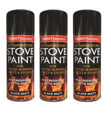 Image of 3 x 400 ml New Heat Resistant Matt Black Spray Paint Stove BBQ High Temperature