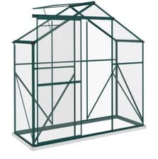 Image of Polycarbonate Greenhouse Aluminium Green House Sliding Door 6 x 2.5ft Green