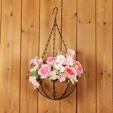 Image of Artificial Flowers Hanging Basket Hanging Planter Decor Chain Flower Pot Flower