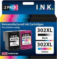 Image of I.N.K. HP 302XL InkJet Cartridges 2 Pack Black & Tri-Colour