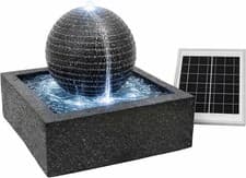 Image of Gardenwize Outdoor Solar Powered Black Ball Water Feature Fountain with Lights