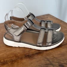 Image of HOTTER 'Strive' Pewter Silver Sandals UK 6D