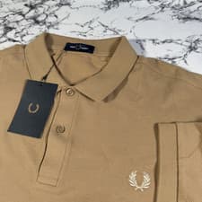 Image of FRED PERRY Mens Warm Stone Plain Polo Shirt SIZE XL M6000 V19 Authentic BNWT