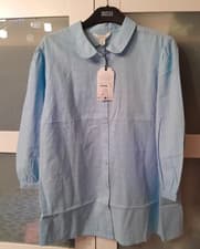 Image of Seasalt Cornwall, hope cottage, check blouse, spring sky/light blue, size 18