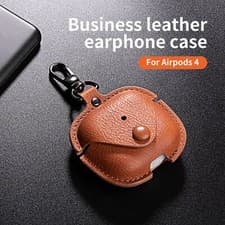 Image of For AirPods 4th Gen 2024/Pro 2nd Gen/AirPods Leather Case with Keychain Hook