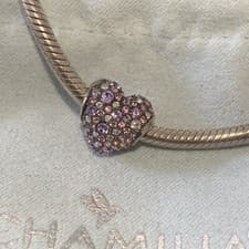 Image of Chamilia Pavé Heart Charm - Pink/Silver - CHAM 925 CN - Perfect Christmas Gift