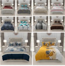 Image of 4 Piece Complete Bedding Set Duvet Cover Set Fitted Bed Sheet with Pillowcases